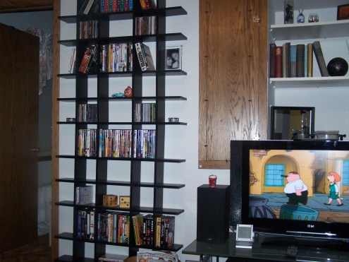 The other side of the TV.  We love our movie display.  Again, I love anything with cubbies, so this was perfect for me!