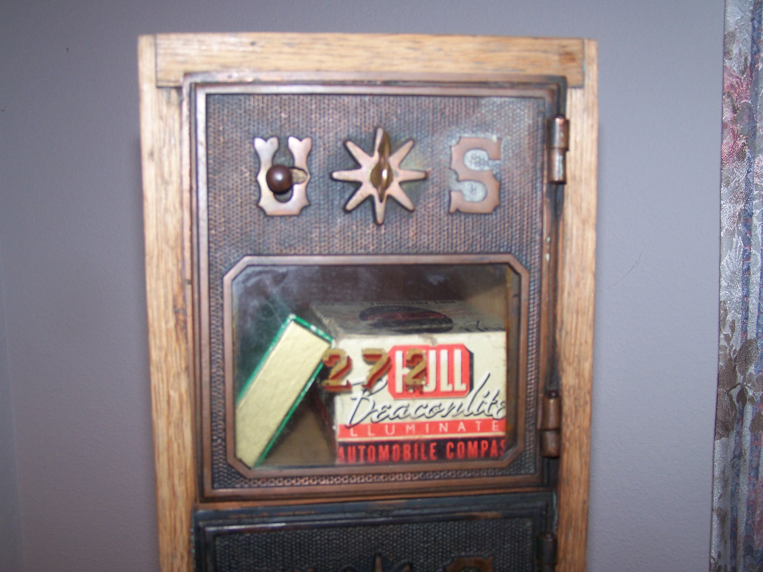 A close up of the doors and some things stashed inside already.