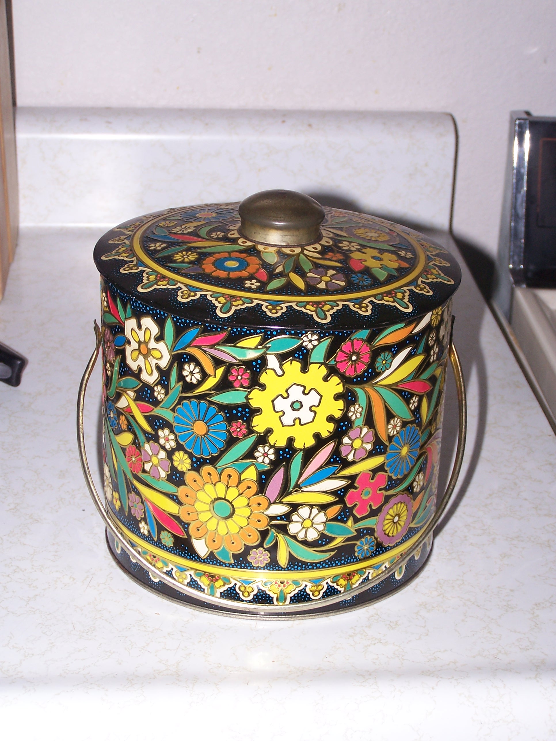 The colors don't really match our black and white and red theme, but it was too funky to pass up!