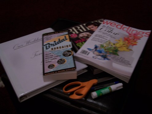 All of my materials, magazines, and books spread out on the floor to work!