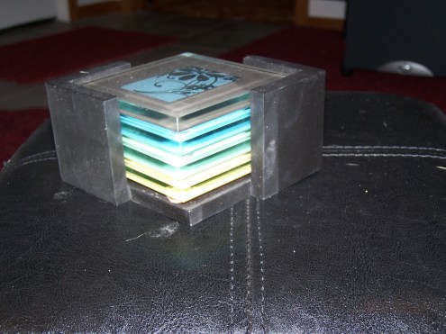 They even have their own little wooden holder.