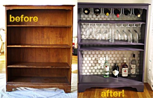 http://www.apartmenttherapy.com/la/february-jumpstart-2009/how-to-turn-a-bookcase-into-a-bar-075567