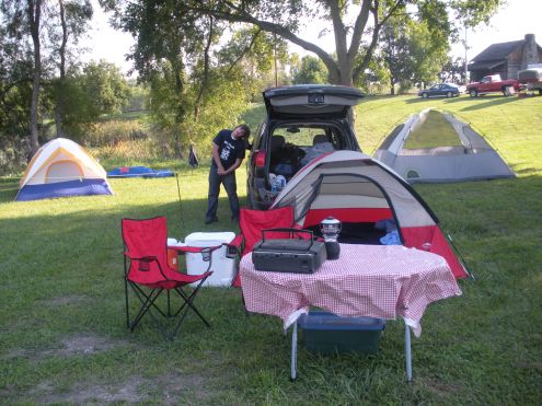 Our little campsite.  See the log cabin in the background?
